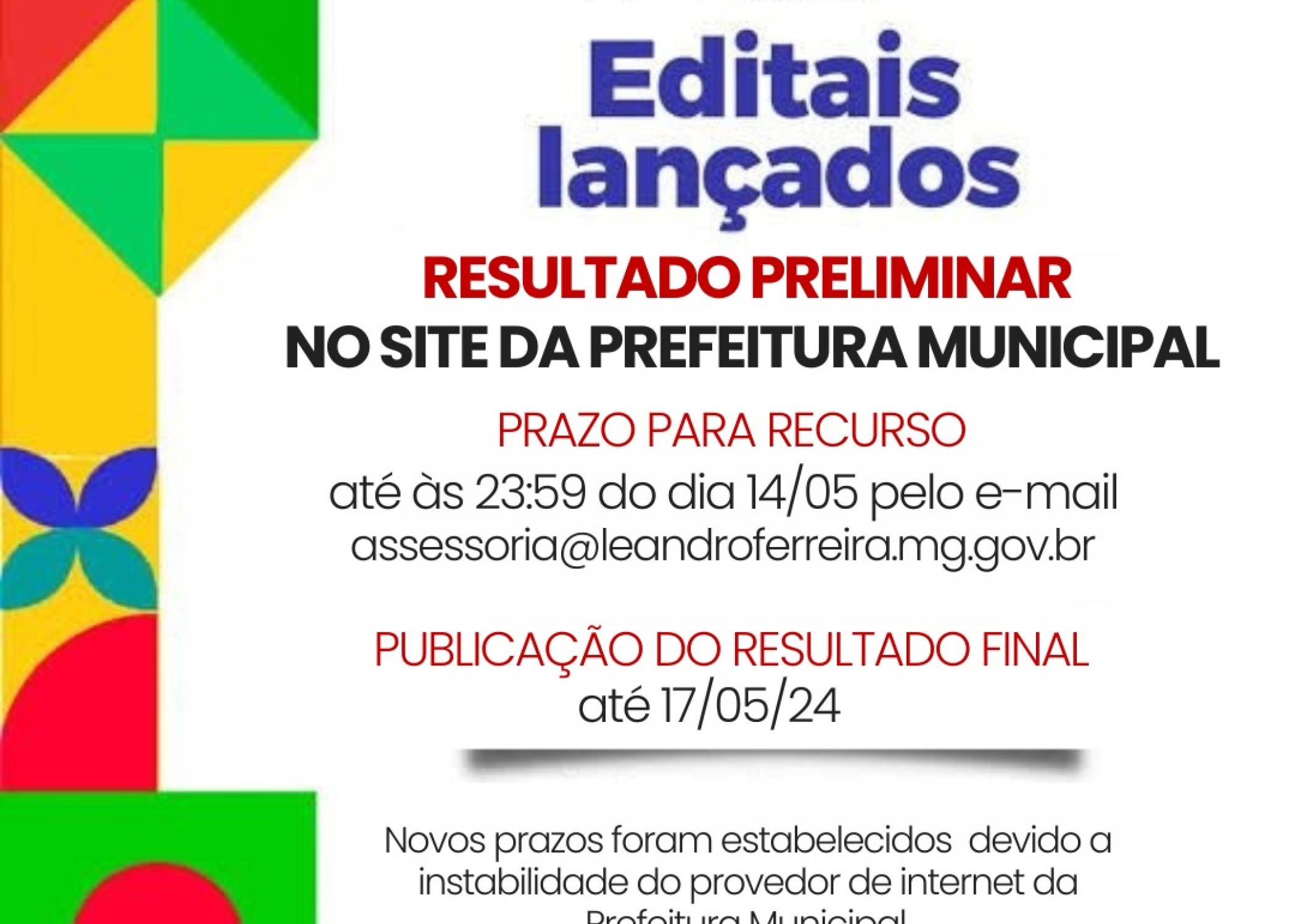 Editais Lançados - Resultado Preliminar 